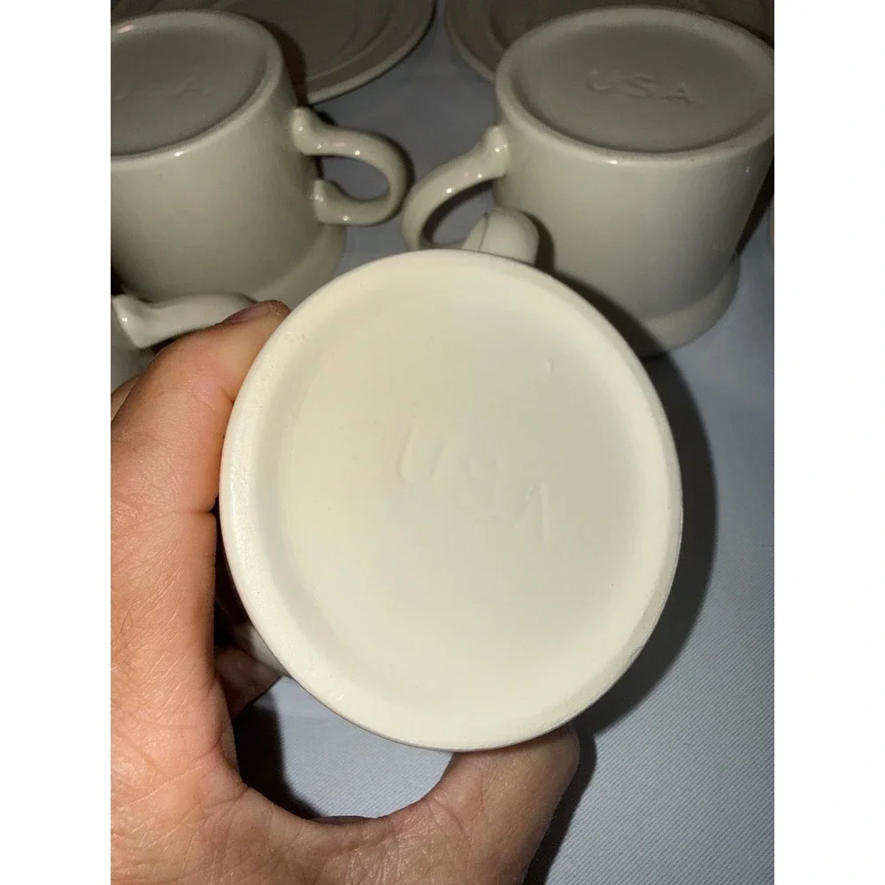 Homer Laughlin Ivory Ceramic Cup and Saucer‎ Set of 4 Vintage USA Creamware